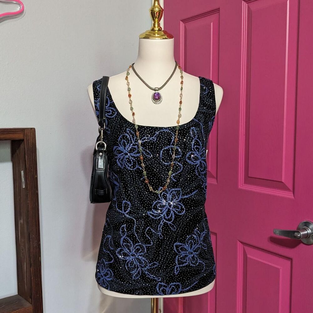 Alex-evenings Women's Blue and Navy Vest